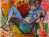 spanish-painting-contemporary-modern.-jose-manuel-merello.-blue-nude-(40-x-48-cm)-mix-media-on-paper